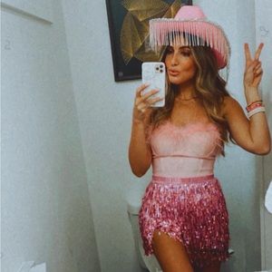 Superdown revolve crop in pink (also selling the pink amazon skirt and hat)